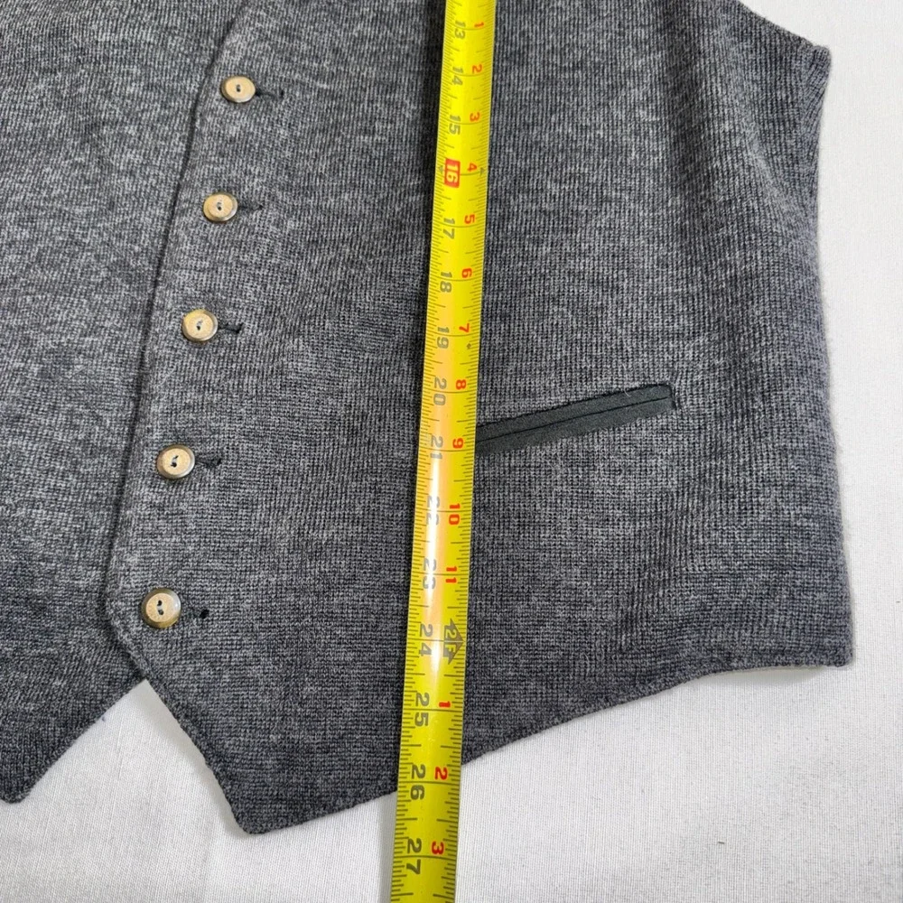 Rodier Hommes Mens Wool Knit Vest Gray Button Front Made in Belgium Size 7 L/XL
